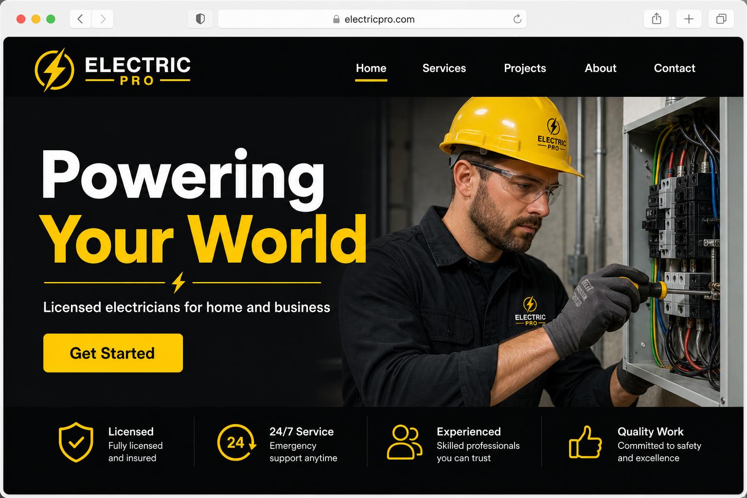 Electrician website example